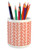 Ambesonne Ladybugs Pencil Pen Holder, Abstract Insect Floral Pattern Wings Nature Inspired Ornamental Animal Design, Printed Ceramic Pencil Pen Holder for Desk Office Accessory, Vermilion White