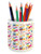 Ambesonne Floral Pencil Pen Holder, Colorful Floral Arrangement with Smiling Faces Dots and Circles Abstract Composition, Ceramic Pencil Holder for Desk Office Accessory, 3.6 inch X 3.2 inch, Multicolor
