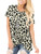 VIISHOW Women's Summer Casual Leopard Print Short Sleeve Loose Twist Knot Tees Blouses(Leopard Beige,Large)
