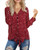 OUGES Women Button Front Shirts Casual V Neck Floral Tops Long Sleeve Blouse with Tie(Floral02,S)