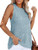Womens Summer Sleeveless Tunic Top Flowy Sweater Tank Shirts Cute Crewneck Shirt Casual Crochet Knit Tops Blue