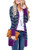 Becky's Fantasy Women's V Neck Button Down Knitwear Long Sleeve Soft Basic Knit Cardigan Sweater Style2 Stripe Violet 2XL