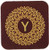 3dRose cst_32301_2 Monogram Y Tan and Coffee Mandala on Warm Chocolate Muted Grunge Damask-Soft Coasters, Set of 8