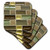 3dRose CST_34850_2 Olive Brown Gold and Beige Rectangles-Soft Coasters, Set of 8