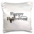 3dRose InspirationzStore - Occasions - Happy Halloween grunge grungy scary writing font dark grey text - 16x16 inch Pillow Case (pc_318144_1)