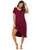 Ekouaer Women's Short Sleeve Nightgowns Soft Long Sleep Shirts Sleepwear Plus Size S-2XL Wine Red