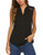 SoTeer Women's Casual V Neck T Shirts Loose Sleeveless Blouse Tops (Black, L)