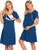 Ekouaer Nursing Nightgown Nightdress Hospital Gown Delivery/Labor/Maternity/Pregnancy Soft Breastfeeding Dress,Bnavy Blue,Small