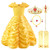 Ohlover Little Girls Princess Off Shoulder Layered Costume Dress with Accessories (7 Years, Yellow with Accessories)