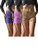 Sexy Basics Women's 3 Pack Active Wear Lounge Yoga Gym Casual Sport Shorts (3 Pack - Violet/Lavender/Sand, Small)