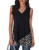 Youtalia Womens Tops for Leggings, Ladies Tunic Tops Cool Sleeveless V Neck Blouses Irregular Hem Fashion Patchwork Tunic Tank Tops Black White Medium