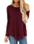 HIYIYEZI Women's Casual Long Sleeve Round Neck Loose Tunic T Shirt Blouse Tops (X-Large,Wine red)