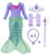 AmzBarley Mermaid Costume for Girls Princess Birthday Outfit Fancy Theme Party Cosplay Sequin Tails Clothes Halloween Role Play Holiday Carnival Dress Up with Accessories Size 8(6-7Years)