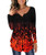 GSFANG Women's Casual Long Sleeve Floral Henley V-Neck Loose Fit Pleated Tunic Shirt Blouse Tops (X-Large, Black red)