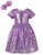 ANATA Girls Sparkle Party Dress Summer Bridesmaid Wedding Gown for Toddler Baby Sequin Short Sleeve Princess Dresses Solid Color Christmas Thanksgiving Day Lavender 06 6-7Years