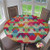 Round Table Cover Abstract Vibrant Colorful Triangles Overlap Geometric Design with Artistic Display Nice Fitted Tablecloth No Fabric Draping Down for Puppy to Grab Multicolor Diameter - 31 Inch
