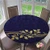 Table Covers Romantic Royal Leaf Pattern with Golden Colored Floral Branch with Leaves Round Table Cloth Cover No Fabric Draping Down for Puppy to Grab Dark Blue and Gold Diameter - 31 Inch