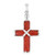 AeraVida Christian Cross Reconstructed Red Coral Inlay .925 Sterling Silver Pendant