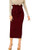 Verdusa Women's Elegant Paperbag Waist Split Back Belted Bodycon Pencil Skirt Burgundy M