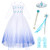 Princess Costumes Snow Queen Fancy Dress for Little Girls Birthday Party with Wig,Crown,Mace,Gloves Accessories 5T 6X