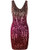 PrettyGuide Women Sexy Deep V Neck Sequin Shimmering Bodycon Stretchy Mini Party Dress XL Pink/Rose/Red