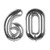 GAKA 40 Inch Silver 60th Birthday Number Balloons 60 Foil Mylar Balloon for Anniversary Party Decoration