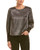 BCBGeneration Puff Sleeve Snap Back Top ZWU15A60 Metallic Black MD (US 8-10)