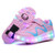 Qneic USB Chargable LED Light Up Double Wheeled Roller Skate Sneaker Shoes for Toddler Girls