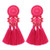 Boderier Bohemian Statement Thread Tassel Chandelier Drop Dangle Earrings with Cassandra Button Stud (Watermelon Red)