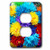 3dRose lsp_62205_6"Silk Flowers In Turquoise Red Yellow N Purple" Plug Outlet Cover Multicolor