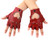 JISEN Women Heart Cutout Punk Half Finger PU Leather Performance Gloves Red