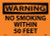 NMC W401PB WARNING - NO SMOKING WITHIN 50 FEET Sign - 14 in. x 10 in. PS Adhesive Backed Vinyl Warning Sign with Black Text over Orange Base