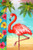 Texupday Flamingo Beach Summer Garden Flag Tropical Palm Trees Decoration Outdoor Yard Flag 12" x 18"