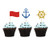 24 pcs Nautical Sailor Themed Cupcake Toppers for Baby Shower  Bridal Shower  Engagement  Sailors Welcome Party Decoration  Cupcake Toppers Picks Gold  Royal Blue  Red