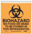 NMC S71P BIOHAZARD- Warning Sign  Legend "BIOHAZARD- NO FOOD OR DRINK TO BE STORED IN THIS REFRIGERATOR" with Graphic  7" Length x 7" Height  Pressure Sensitive Vinyl  Black on Orange