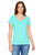 Hanes Women's X-Temp Short Sleeve V-Neck Tee with FreshIQ  Breezy Green Heather  Medium