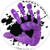 Safety Spot Magnet - Kids Handprint for Car Parking Lot Safety - White with Black Splat Background  Purple