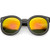 zeroUV - Womens Retro Oversized Round Sunglasses with Colored Mirror Lens 53mm  Black Orange Yellow Mirror