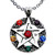 Wicca Pagan Jewelry Celtic Pentagram Pentacle Star Infinity Stone Orange-Purple-Yellow-Red-Blue-Green Crystal Protection Amulet Pewter Men's Pendant Necklace Charm for Men w Stainless Steel Chain