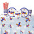 Lil' Flyer Airplane 1st Birthday Party Supply Pack for 16 Guests: Straws, Dessert Plates, Beverage Napkins, Table Cover, and Cups