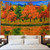 Fall Forest Tapestry Yellow Green Trees Tapestry Autumn Nature Landscape Tapestry Wild River Jungle Scenery Tapestry Wall Hanging for Bedroom H51xW59