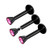 3Pcs Internally Threaded Black Anodized 16g 1 4 6mm labret Piercings Jewelry Vertical Cartilage Lip 2.5mm Rose Crystal M5050