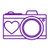 Overly Attached Decals Camera with Heart Vinyl Decal for Car Truck Glass Window Laptop Electronics - 6" Purple