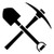 - Purple - Crossed Shovel and Pick Axe 6" x 6" Vinyl Sticker - Mining Pickaxe Expedition - 20 Color Options