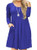 Tralilbee Women's Plus Size Long Sleeve Swing Casual Dress with Pockets Royal Blue XL