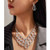 Masiter Dainty Rhinestone Hollow Necklace Crystal Hoop Earrings Tennis Chain 2Pcs Wedding Bridal Bridesmaid Costume Jewelry Set for Women and Girls