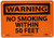NMC W401R WARNING - NO SMOKING WITHIN 50 FEET Sign - 10 in. x 7 in. Rigid Plastic Warning Sign with Black Text over Orange Base