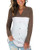 KILIG Women's Long Sleeve V Neck Button Down Henley T Shirts Casual Loose Color Block Tunic Tops Blouse Shirts Coffee X-Large