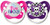 Ulubulu Expression Pacifier Set for Girls  My Mom Rocks and Purple Skull Checker  6-18 Months
