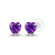 Genuine 925 Sterling Silver 4mm Heart Natural Purple Amethyst February Birthstone Genuine Stud Earrings For Women and Girls